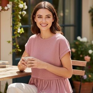 Anthropologie Short Sleeve Sweater Twofer Top